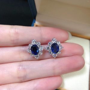Orecchini a bottone da 1,5 ct ogni orecchio Lab Grown Blue Ruby Diamond Gioielli di fidanzamento in oro bianco massiccio 14K 068