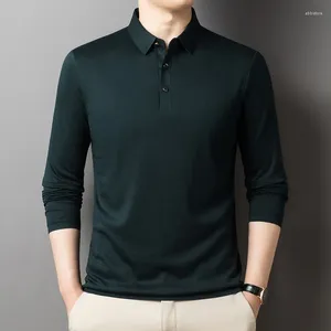 Polo da uomo Boutique Maglione di lana Caldo maniche lunghe Polo Business Pullover Top Colletto tinta unita Maglieria T-shirt casual