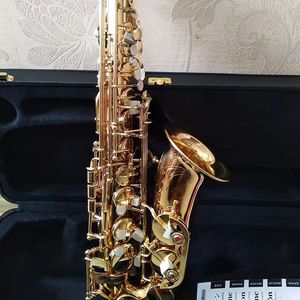 Guld 875 Original en än samma struktur Professional Alto Saxophone Drop E Tone mässing Guldpläterad skalknapp Alto Sax