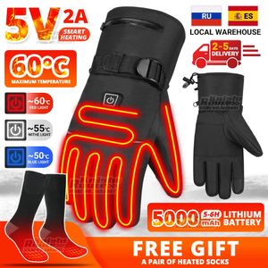 Fünf-Finger-Handschuhe, Winterhandschuhe für Herren, Snowboard, Damen, Touchscreen, USB-beheizte Handschuhe, Camping, wasserabweisend, Wandern, Skifahren, Moto, Motorradhandschuhe 231023