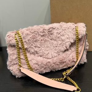 Women Handbag Chain Bag Plaid Flap Designer Bags Luoluo Fur Shoulder Bag Gold Chain Leather Double Letter Solid Color Buckle Square Messenger Bag 01