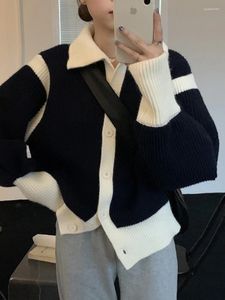 Women's Knits Sweaters 2023 Autumn Contrast Black Turtleneck Crop Cardigan Puff Long Sleeve Grey Knitwear Jacket Lazy Loose
