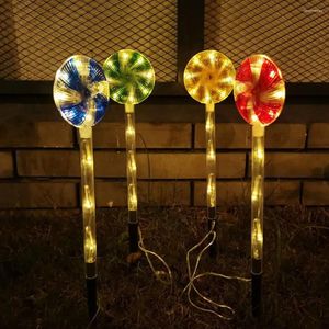 Lampada da percorso solare a forma di bastoncino di zucchero a 8 modalità, luci lecca-lecca per esterni per decorazioni natalizie