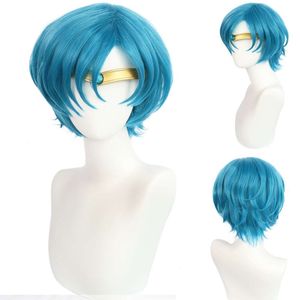 Аниме Mizuno Ami Blue Wig Sailor Mercury Парики + головной убор Ролевая игра Хэллоуин Косплей Костюм