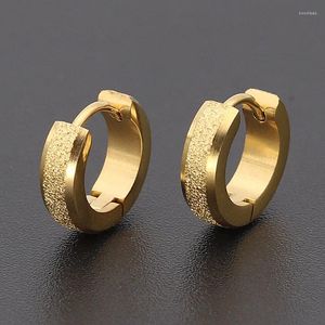 Hoop Earrings Fashion Women Men Punk Frosting Small Silver Color Gold Black Titanium Round Moon Jewelry