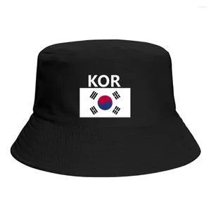 Berets Coreia do Sul Bandeira Bucket Chapéus Imprimir Cool Fãs Sun Shade Simples Clássico Ao Ar Livre Verão Pescador Caps Cap Pesca