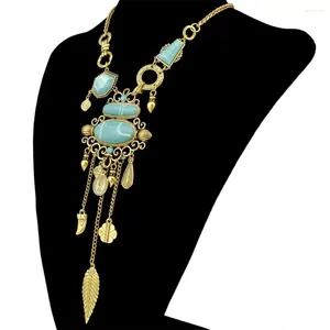 Ожерелья с подвесками в индийском стиле, цыганский эффектный винтажный длинный браслет из смолы, ожерелье, этнические украшения, воротник в стиле бохо, Тибет