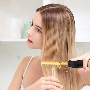 Prostownicze włosów suche i mokre elektryczne grzebień miedzianych prostownica gospodarstwa domowego Perm Curling Stick Electric Hair Postera 221010