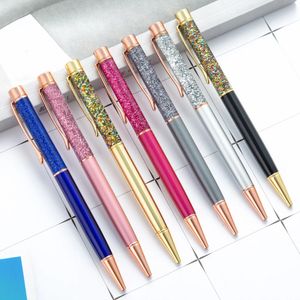 Ballpoint Pens 1 -Piece Lytwtw Pen Oil Metal Metal School School Dostarcza papiery papiernicze Spinning Rose Gold Gift Cute Clip Glitter 231023