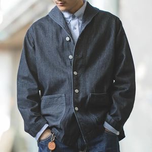 Men's Down Parkas Tooling Jackets Mens American Casual Blue Washed Denim Jacket Navy Amekaji Vintage streetwear Jacket 231021