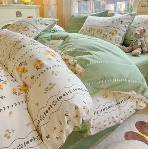 Conjuntos de cama 100 algodão flor conjunto capa de edredão 2 pcs fronhas crianças adulto gêmeo twinxl única rainha rei tamanho completo roupa de cama c1 231020
