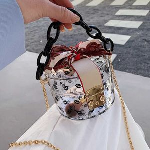 Acrylic Bucket Bag Chain Women's Bags Fashion Transparent Shoulder Crossbody Bag cosmetic case