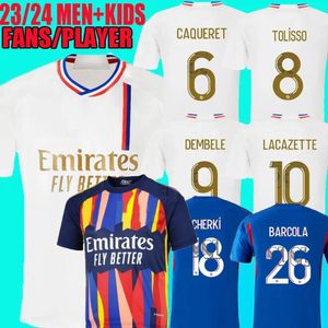 Piłka nożna fanów fanów 23 24 maillot 2023 2024 cyfrowe czwarte koszule piłkarskie Tko Ekambi Cherki Aouar Home Lyon Dembele Tolisso Soccer Jersey Kit nowa koszulka stylowa