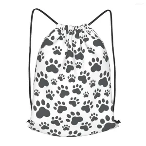 Sacos de compras Dog Print Drawstring Backpack Homens Gym Workout Fitness Sports Bag Bundled Yoga para Mulheres