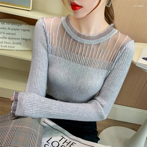 Women's Sweaters Women's Ladies Fashion Mesh Stitching Pullover Sweater Women Clothing Girls Autumn Casual Knitwear Female Woman OL