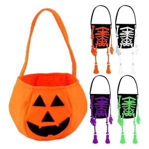 Halloween Loot Party Kids Pumpkin Trick Treat Tote Bags Candy Bag Storage Bucket Portable Gift Basket 220923