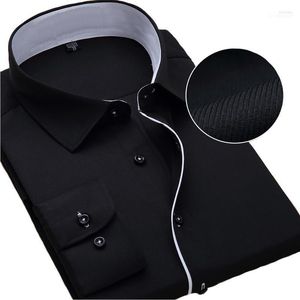 Camisas de vestido masculinas por atacado - Plus Size Camisa Homens 8XL 7XL 6XL Alto Algodão Manga Longa Fácil Cuidado Slim Fit Escritório Sólido para Chemise