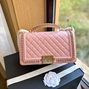 Chłopiec moda damska torba na ramię 25 cm Plecione graniczne skórzane diamentowe złote sprzęt metalowy klamra luksusowa torebka Matelasse łańcuch crossbody torebki designerskie torby sacoche