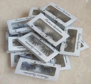 Whole 25mm long and dramatic real mink eyelashes 5D large lashes false eyelash Packing In Silver glitter paper box 15 styles f2188044
