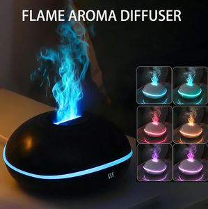 Eteriska oljor Diffusorer Arom Diffuser Air 7 Färg LED Oil Fire Flame Lamp Lamp Humidifier Ultrasonic Mist Maker Fogger Fragrance 231023