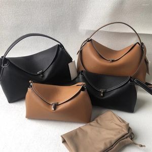 Duffel Bags Luxury Designer Bag Toteme T-lock Genuine Cow Leather Handbag Lychee Print Minimalist Large Capacity Crossbody Ladies