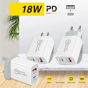 Snabbtyp C-laddare 12W PD USB-C Wall Chargers EU US UK Adapter för iPhone 11 12 13 14 Samsung S20 S10 Huawei Android-telefon med ruta 12 LL