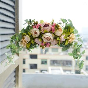 Dekorativa blommor konstgjorda bröllop båg dekoration simulering blommor krans dörr hår silkvägg hängande