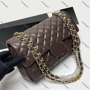 Designer bolsa de ombro feminina pequena aba dupla bolsa de corrente 25cm designers de luxo couro real caviar lambskin clássico tudo bolsa preta acolchoada bolsa carteira