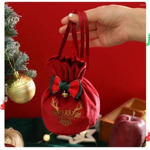 Decorazioni natalizie Sacchetti regalo in velluto con coulisse Pupazzo di neve Decorazioni per la casa Borsa natalizia Sacchi di Babbo Natale Decorazione dell'albero Festa