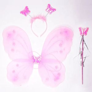 Akcesoria do włosów Kids Butterfly Wings Wanding 3 szt. Zestaw dziewcząt Summer P -STOGOGA ZIELONY Zielone Purple Pink Fairy Tale Props 231021