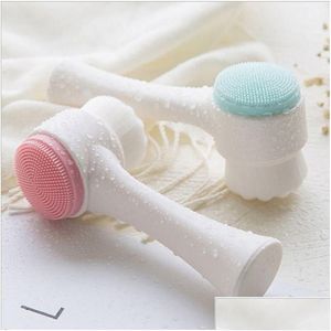 Rengöringsverktygstillbehör 3D Silica Gel Facial Brush Double Sids Cleanser Blackhead Ta bort produktporrengöraren Exfolierande ansikte DH6V5