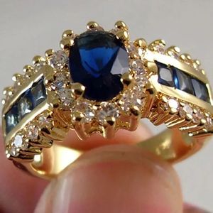 Anéis de banda luxuoso azul vermelho zircão moda masculina e feminina anéis cor de ouro aniversário unissex jóias anéis de casamento atacado 231021