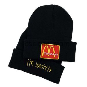 Hats Stingy Brim Hats New Travis Scotts McDonalds Co branded Winter Wool Hat CACTUS JACK Warm Knit Hat J231023