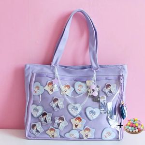 Kvällspåsar ita väska flickor lolita stil härlig crossbody kawaii klara skolväskor för tonårsgodis söt itabag axel h210 231023