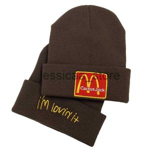 Stingy Brim Hats New Travis Scotts McDonalds Co branded Winter Wool Hat CACTUS JACK Warm Knit Hat J231023