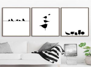 Black White Bird Line Wall Art Canvas Painting Abstract Minimalist Painting Nordic Poster for Home Living Room Decor2544345