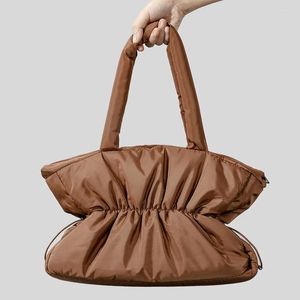 Fashion Drawsting Soft Puffer Bag Designer Quilted Women Shoulder Nylon Down Cotton Tote Simple Lady Handbags