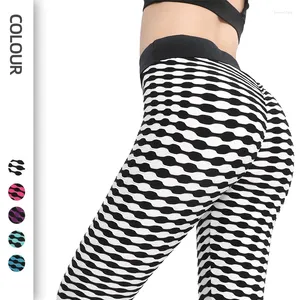 Damen-Leggings, Yoga-Hose, schwarz-weiß gestreift, hochwertiger Jacquard, sportlich, lässig, Fitness, Hip-Lift, Laufen