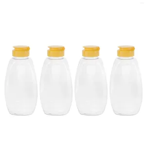 Storage Bottles 4PCS Honey Ketchup Container Sauce Squeeze Salad Bottle For Oil Sauces Vinegar ( House