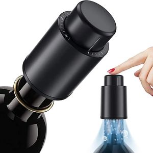 Ferramentas de barra FLYMUYU Vacuum Wine Bottle Cap Stopper Selado Armazenamento Memória Push Style Barware Cork Black 231023