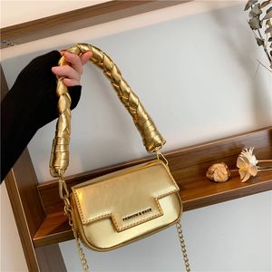 Evening Bags Rope Handle Wristlet Bag Handbag For Women Black Gold Silver Mini Crossbody Bag Luxury Chain Shoulder Phone Purse Lipstick Bag 231019