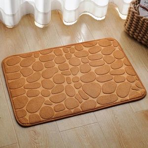 Carpets Coral Velvet Embossed Stone Floor Mat Solid Color Pebble Bathroom Absorbent Non-Slip Washroom Rugs For Bedroom