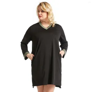 Vestidos plus size roupas femininas soltas 2023 verão gordura oversized com decote em v contraste cor vestido preto