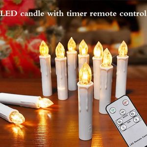 Candele LED con fiamme lampeggianti Alimentazione a batteria Albero di Natale Candela Timer Telecomando Anni Decorazione Candele finte 231023