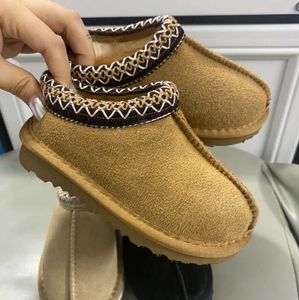 Australien barn småbarn tasman ii tofflor tazz baby skor kastanj päls glider fårskinn skjuling klassisk ultra mini boot vinter mules slip-on mockes tossor yi551