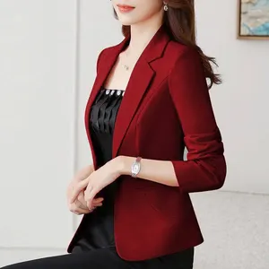 Women's Suits Office Work Suit Pockets Jackets Coat 2023 Spring Autumn Woman Button Fashion Solid Slim Jacket Female Blazer