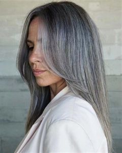 Chic choppy salt and pepper cut grey wigs human hair ,gogeous simply wispy texture and cool tone gray color with highlights and low highlights t part lace front wig