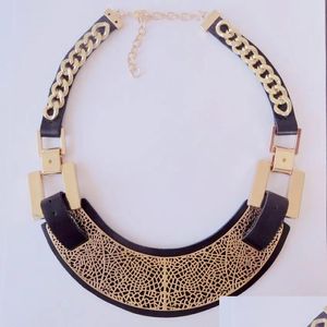 Pingente colares colar de couro corrente de ouro colarpunk preto moda colar atacado gota entrega jóias pingentes dhfoq