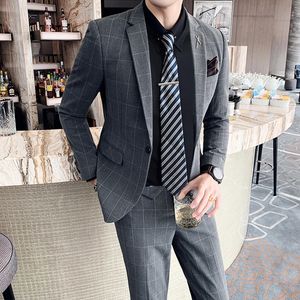 Erkekler Suits Blazers S-7XL Ceket Pantolonlar Mens İnce Ofis İş İş İş Gündelik Takım Elbise Set Erkek Düğün Damat Blazer Ceket Pantolon 231023