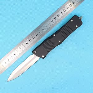 High Quality AUTO Tactical Knife D2 Double Edge Spear Point (3.8" Hand Satin) Blade T6061 Black Handle Survival knives With Nylon Bag